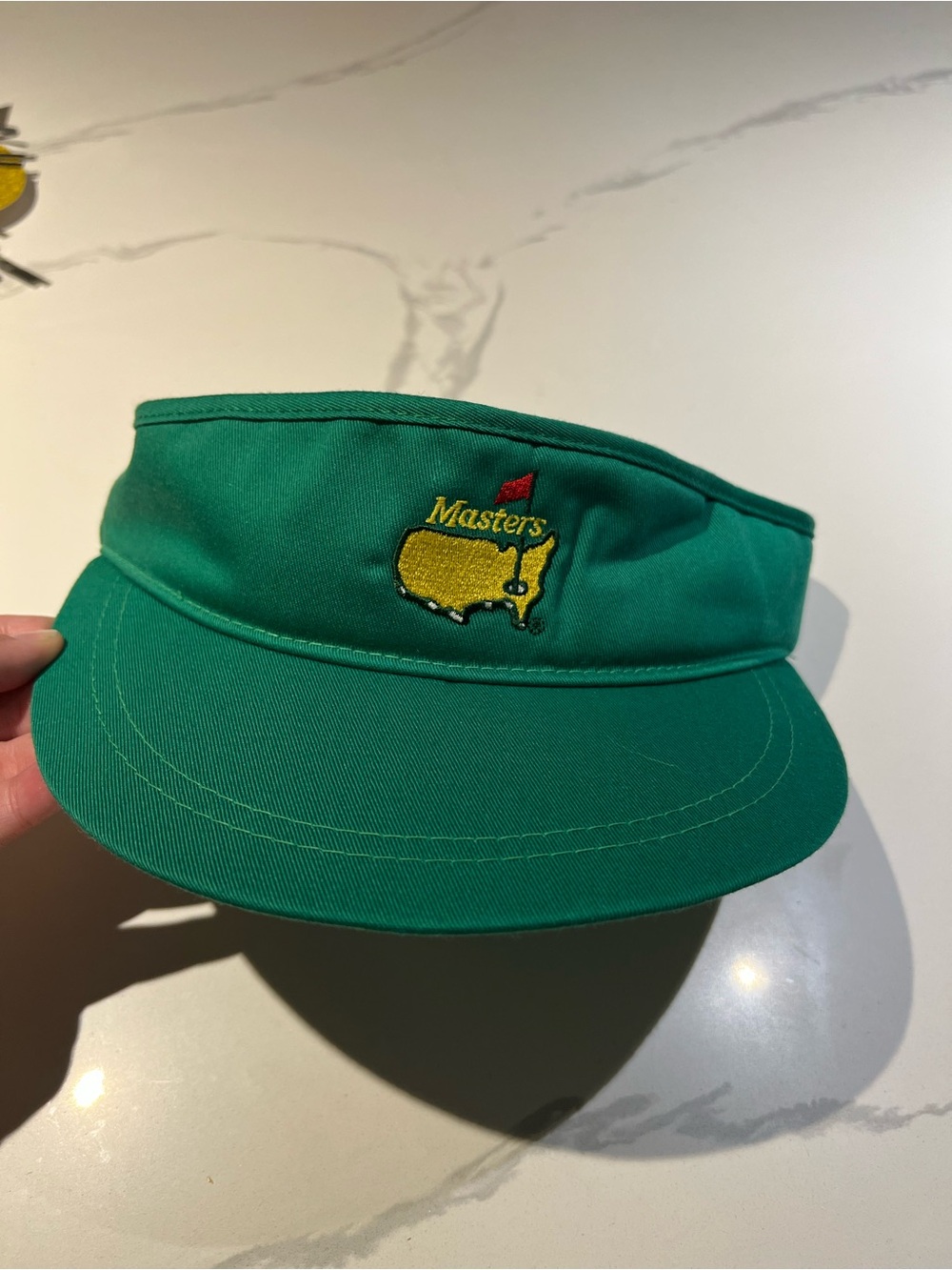 Masters Green Visor with Yellow Logo and Red Flag